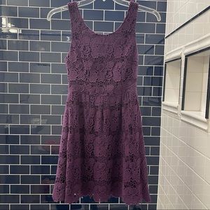 Purple Floral Lace Dress